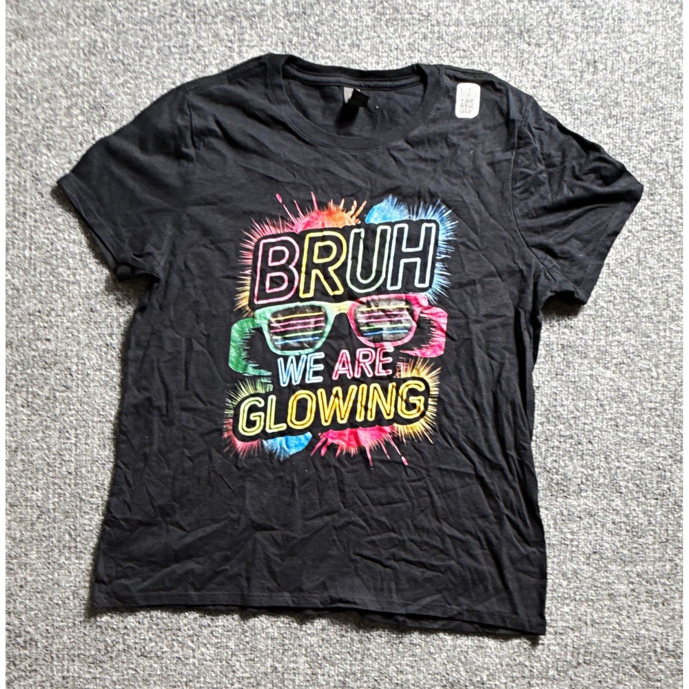 Gildan Softstyle Unisex Black Funny Graphic Print Crew Neck Tee Cotton L